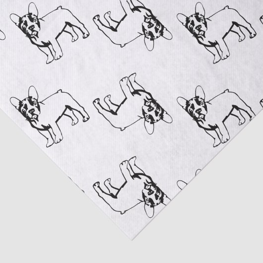Franse Bulldogs wit en zwart Tissuepapier (Detail)