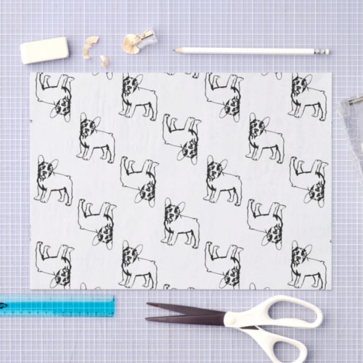 Franse Bulldogs wit en zwart Tissuepapier (Craft)