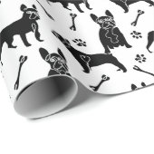 Franse Bulldogs zwart-wit Cadeaupapier (Rol Hoek)