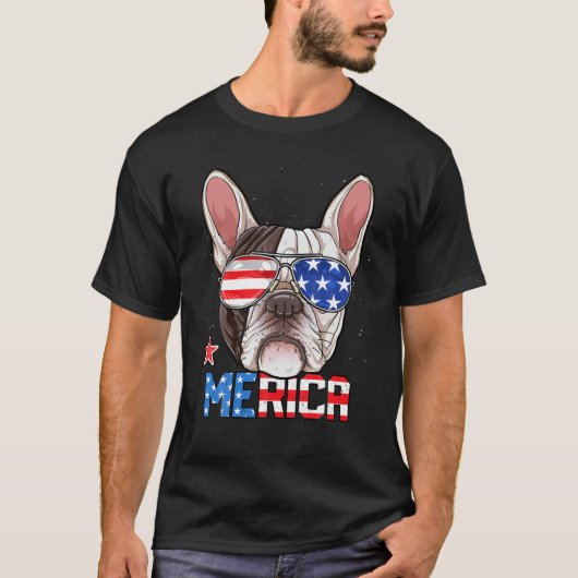 Franse bulledog 4 juli merica Mannen vrouwen ameri T-shirt (Voorkant)