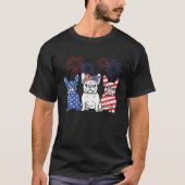 Franse bulledog amerikaanse vlag op 4 juli onafhan t-shirt (Voorkant)