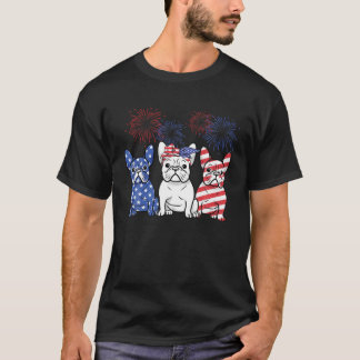 Franse bulledog amerikaanse vlag op 4 juli onafhan t-shirt