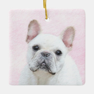 Franse bulledog (crème/wit) schilderen - hondenku keramisch ornament