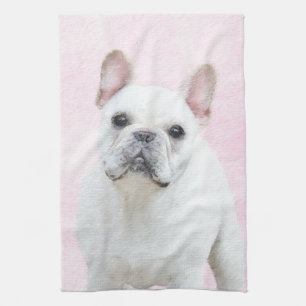 Franse bulledog (crème/wit) schilderen - hondenku theedoek