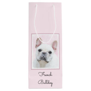 Franse bulledog (crème/wit) schilderen - hondenku wijn cadeautas