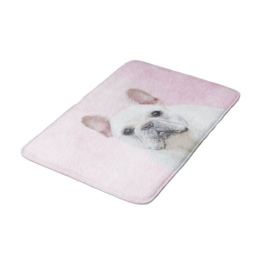 Franse bulledog (crème/wit) schilderen - hondenkun badmat (Gekanteld)