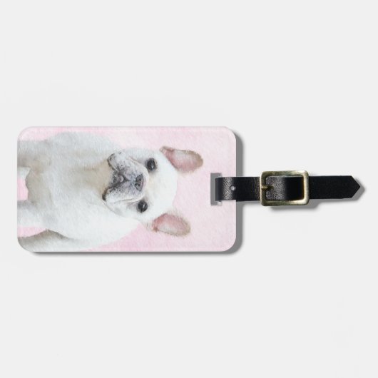 Franse bulledog (crème/wit) schilderen - hondenkun bagagelabel (Voorkant horizontaal)