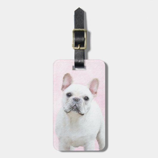 Franse bulledog (crème/wit) schilderen - hondenkun bagagelabel (Voorkant verticaal)