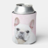 Franse bulledog (crème/wit) schilderen - hondenkun blikjeskoeler (Blikje Voorkant)