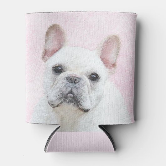 Franse bulledog (crème/wit) schilderen - hondenkun blikjeskoeler (Voorkant)