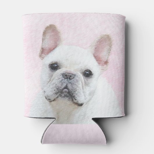 Franse bulledog (crème/wit) schilderen - hondenkun blikjeskoeler (Achterkant)