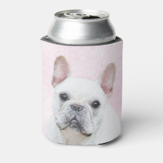 Franse bulledog (crème/wit) schilderen - hondenkun blikjeskoeler (Blikje Achterkant)