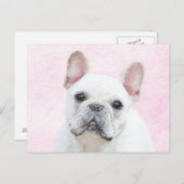Franse bulledog (crème/wit) schilderen - hondenkun briefkaart (Voorkant / Achterkant)