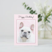 Franse bulledog (crème/wit) schilderen - hondenkun briefkaart (Staand voorkant)