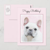 Franse bulledog (crème/wit) schilderen - hondenkun briefkaart (Voorkant / Achterkant)