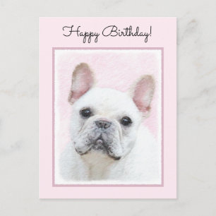 Franse bulledog (crème/wit) schilderen - hondenkun briefkaart