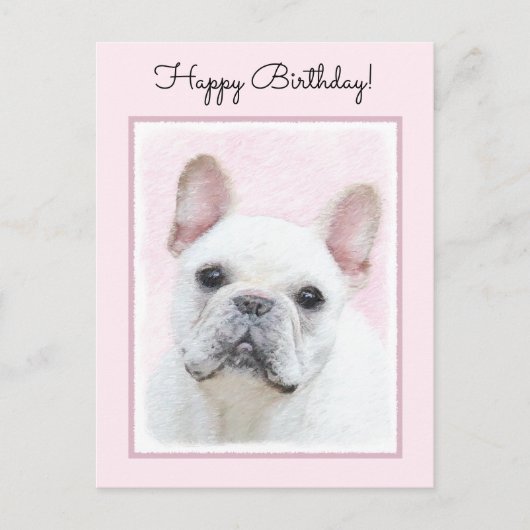 Franse bulledog (crème/wit) schilderen - hondenkun briefkaart (Voorkant)