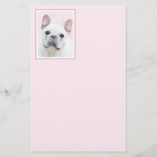 Franse bulledog (crème/wit) schilderen - hondenkun briefpapier (Voorkant)