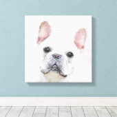 Franse bulledog (crème/wit) schilderen - hondenkun canvas afdruk (Insitu (Houten vloer))