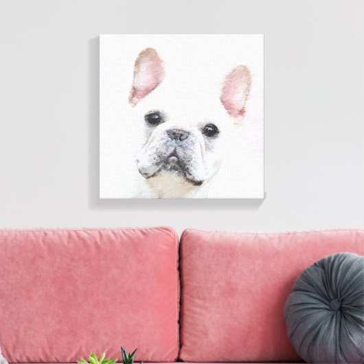 Franse bulledog (crème/wit) schilderen - hondenkun canvas afdruk (Insitu (Woonkamer))