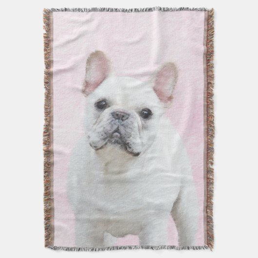 Franse bulledog (crème/wit) schilderen - hondenkun deken (Voorkant Verticaal)