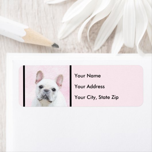 Franse bulledog (crème/wit) schilderen - hondenkun etiket (Insitu)