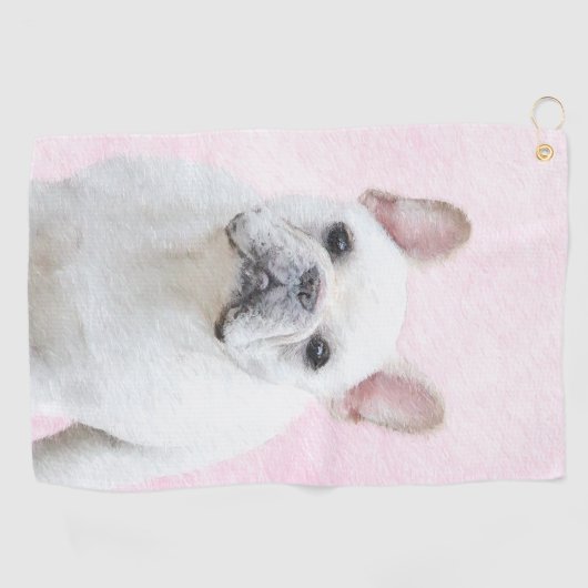 Franse bulledog (crème/wit) schilderen - hondenkun golfhanddoek (Horizontaal)