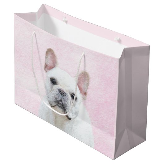 Franse bulledog (crème/wit) schilderen - hondenkun groot cadeauzakje (Voorkant Gekanteld)