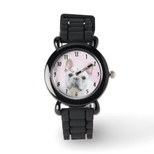 Franse bulledog (crème/wit) schilderen - hondenkun horloge