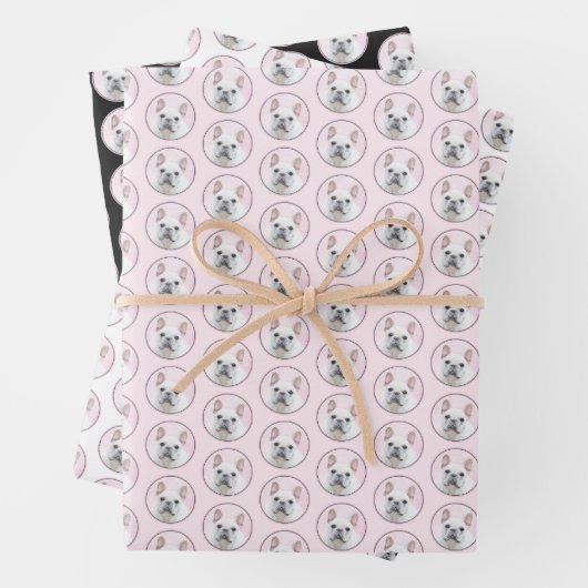 Franse bulledog (crème/wit) schilderen - hondenkun inpakpapier vel (In situ)