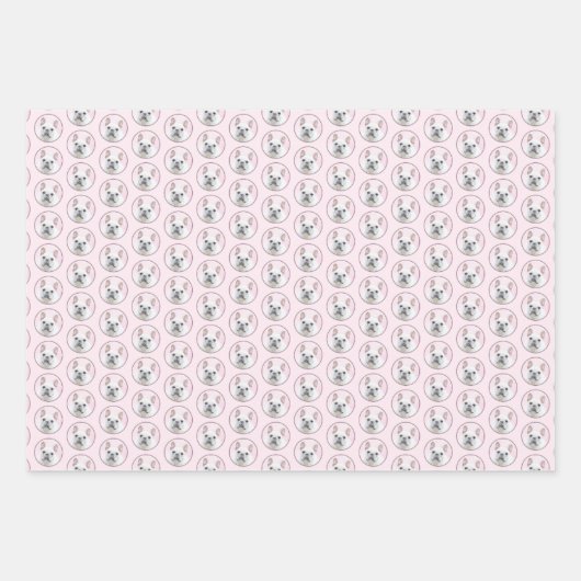 Franse bulledog (crème/wit) schilderen - hondenkun inpakpapier vel (Voorkant)