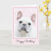 Franse bulledog (crème/wit) schilderen - hondenkun kaart (Gele Bloem)