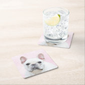 Franse bulledog (crème/wit) schilderen - hondenkun kartonnen onderzetters (Insitu)