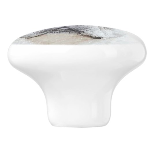 Franse bulledog (crème/wit) schilderen - hondenkun keramische knop (Zijkant)