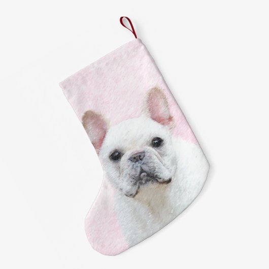 Franse bulledog (crème/wit) schilderen - hondenkun kleine kerstsok (Achterkant (Hangend))
