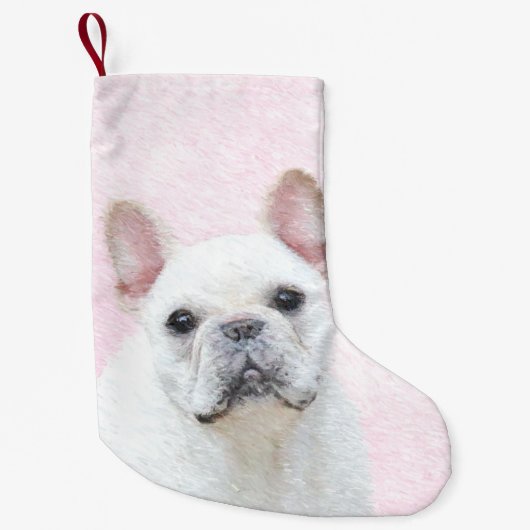 Franse bulledog (crème/wit) schilderen - hondenkun kleine kerstsok (Voorkant)