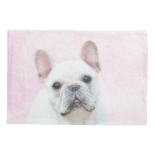 Franse bulledog (crème/wit) schilderen - hondenkun kussensloop (Achterkant)