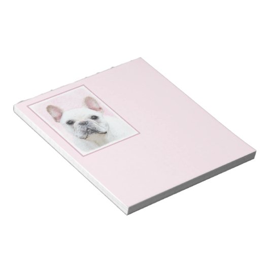 Franse bulledog (crème/wit) schilderen - hondenkun notitieblok (Schuin)