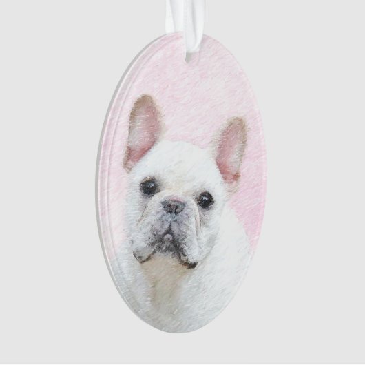 Franse bulledog (crème/wit) schilderen - hondenkun ornament (voorkant)