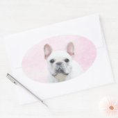 Franse bulledog (crème/wit) schilderen - hondenkun ovale sticker (Envelop)