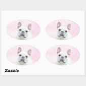 Franse bulledog (crème/wit) schilderen - hondenkun ovale sticker (Vel)