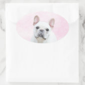 Franse bulledog (crème/wit) schilderen - hondenkun ovale sticker (Tas)