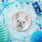 Franse bulledog (crème/wit) schilderen - hondenkun papieren bordje (Feest)