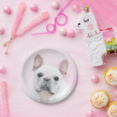 Franse bulledog (crème/wit) schilderen - hondenkun papieren bordje (Feest)
