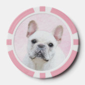Franse bulledog (crème/wit) schilderen - hondenkun poker chips (Voorkant)