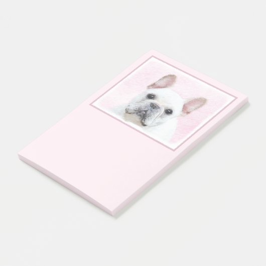 Franse bulledog (crème/wit) schilderen - hondenkun post-it® notes (Schuin)