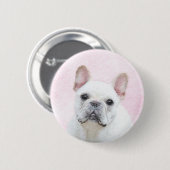 Franse bulledog (crème/wit) schilderen - hondenkun ronde button 5,7 cm (Voorkant /achterkant)