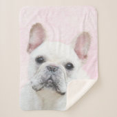 Franse bulledog (crème/wit) schilderen - hondenkun sherpa deken (Voorkant)