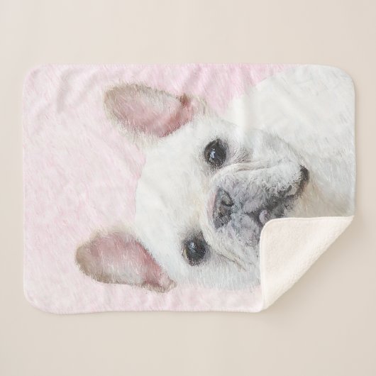 Franse bulledog (crème/wit) schilderen - hondenkun sherpa deken (Voorkant (horizontaal))