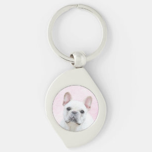 Franse bulledog (crème/wit) schilderen - hondenkun sleutelhanger